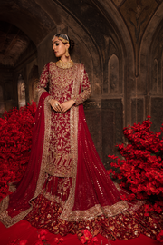 Pakistani Bridal Red Dress in Kameez and Lehenga Style Online