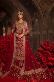 Pakistani Bridal Red Dress in Kameez and Lehenga Style