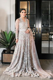 Pakistani Bridal Walima Dress in Gown Lehenga Style