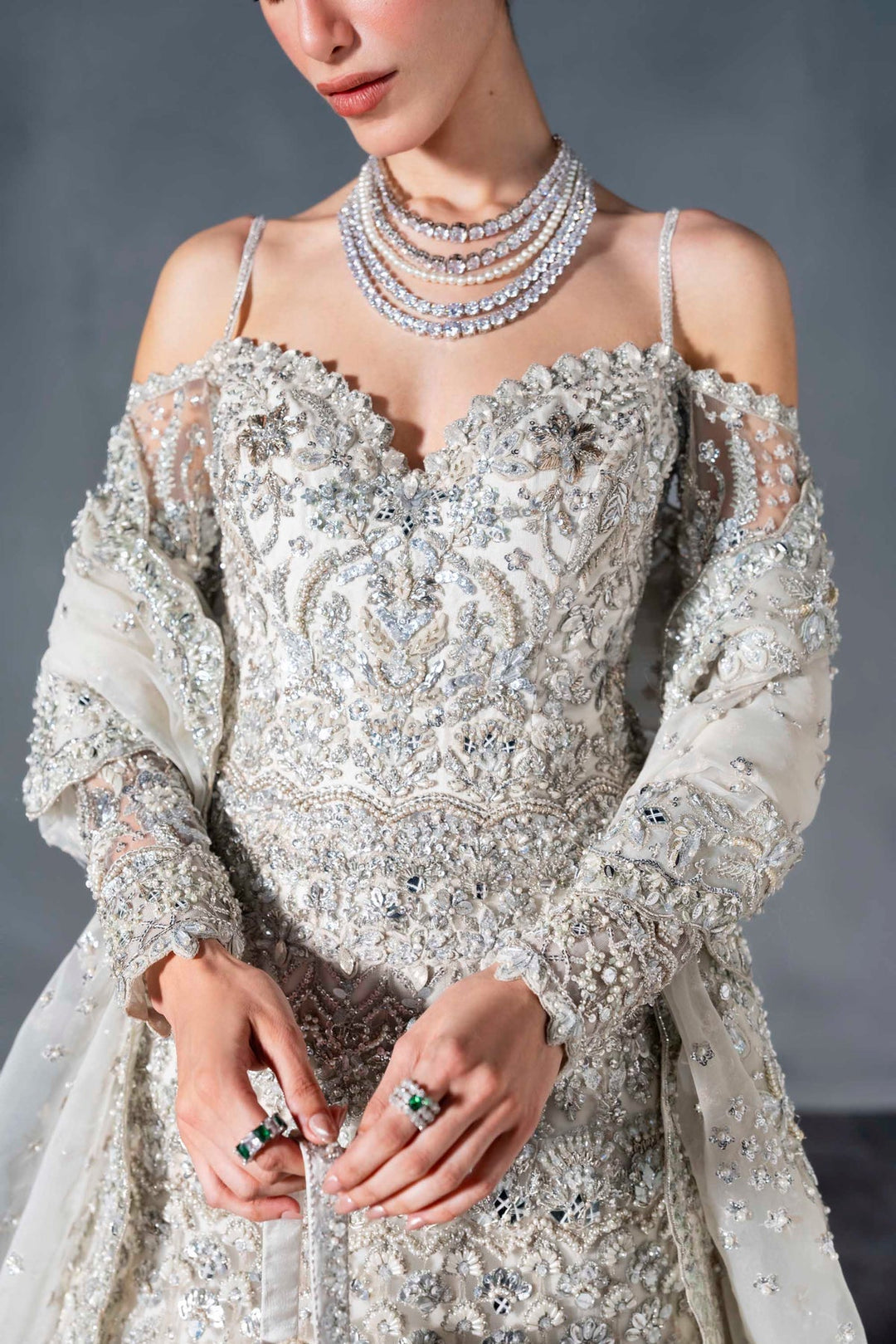 Stunning Pakistani Bridal Walima Dress in Gown Style