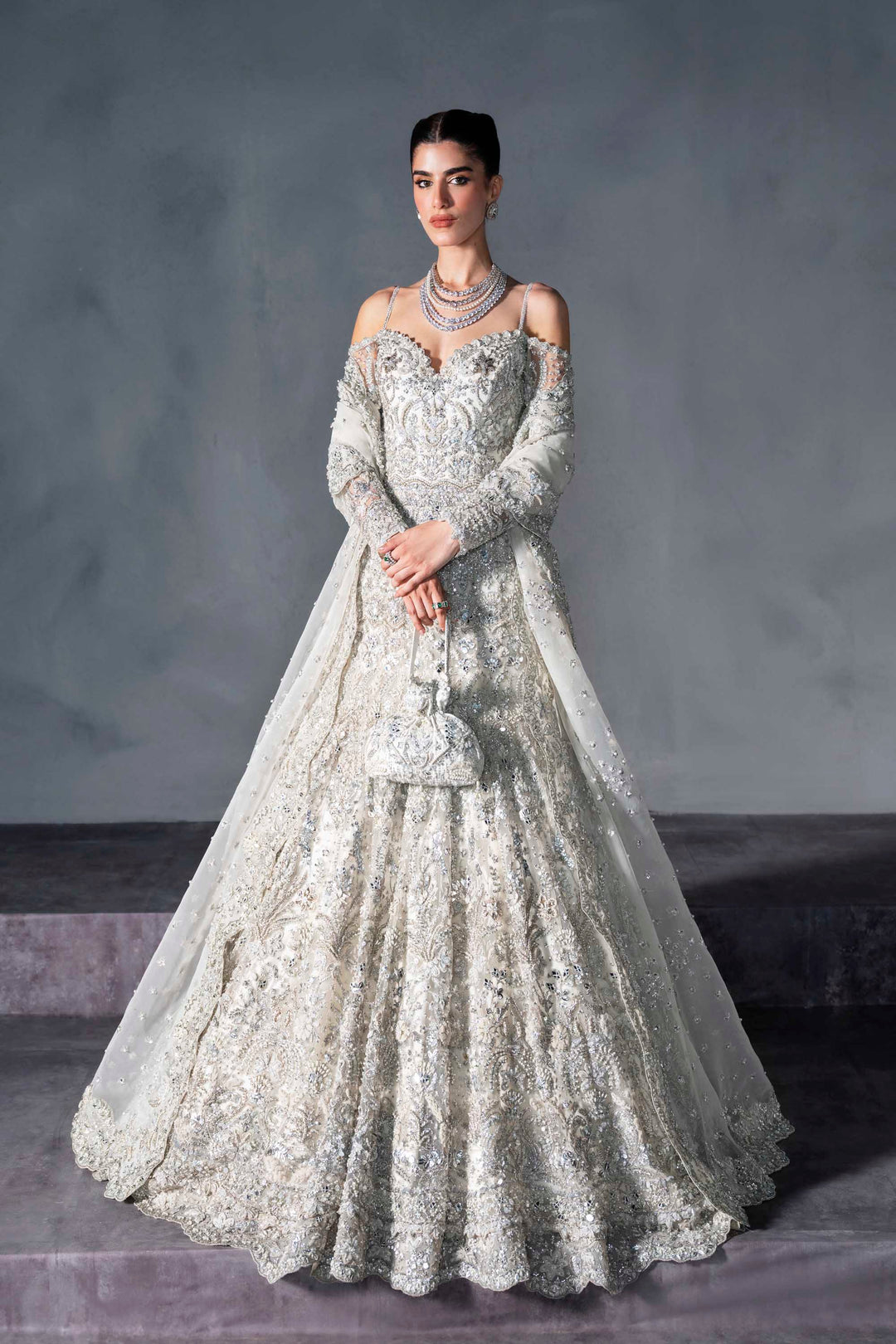 Stunning Pakistani Bridal Walima Dress in Gown Style