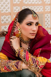 Pakistani Bridal Yellow Mehndi Dress in Gharara Kameez Style