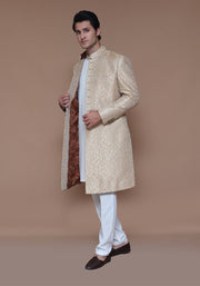 Pakistani Groom Dress in Zari Jamawar Sherwani Style Online