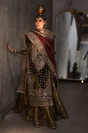 Pakistani Mehndi Dress in Green Sharara Kameez Dupatta Style