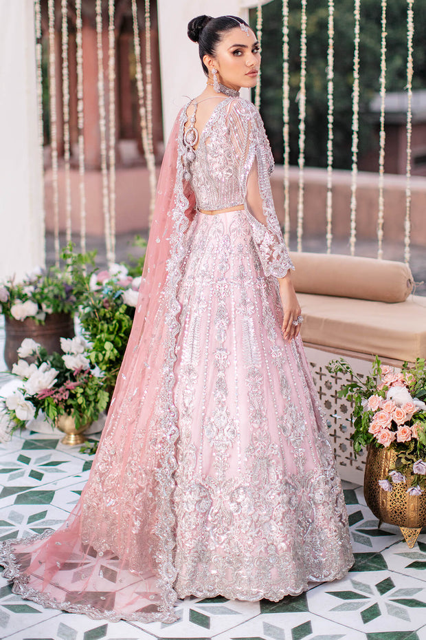 Pakistani Party Dress Embroidered Pishwas in Bright Pink Shade