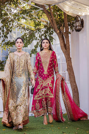 Pakistani Pink Dress in Wedding Kameez Trouser Dupatta Style
