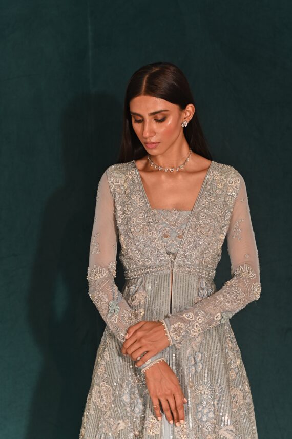 Pakistani Pishwas Frock with Wedding Lehenga Dress Online