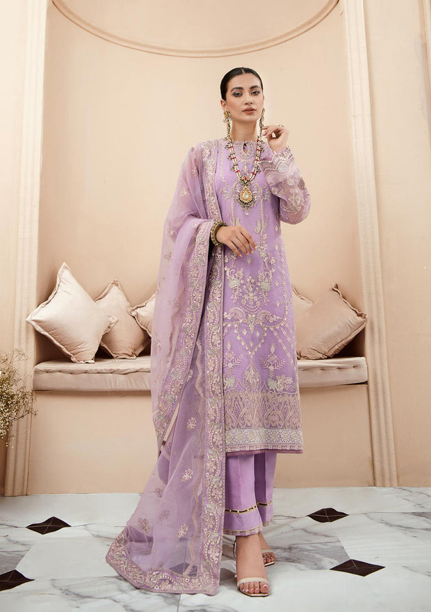 Pakistani Salwar Suit Dupatta Embroidered Lilac Salwar Kameez