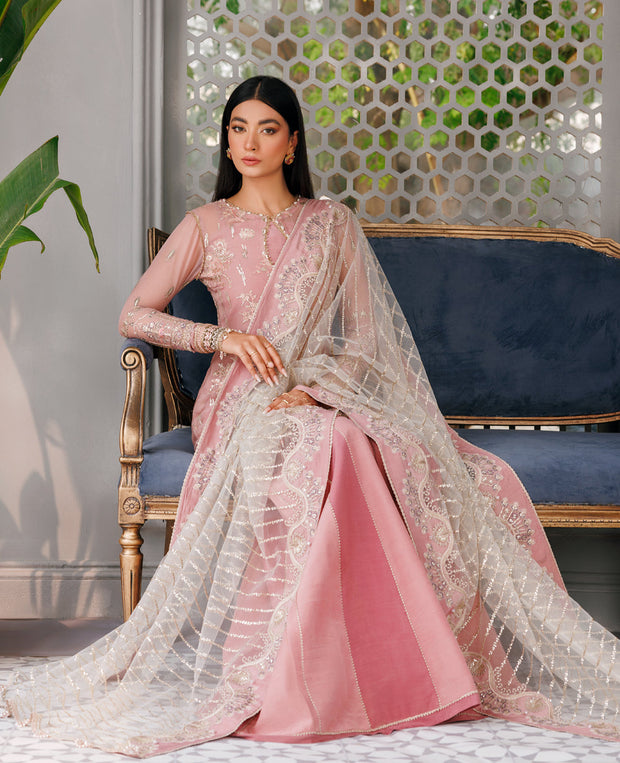 Latest Pakistani Tea Pink Kameez Sharara For Wedding Dress