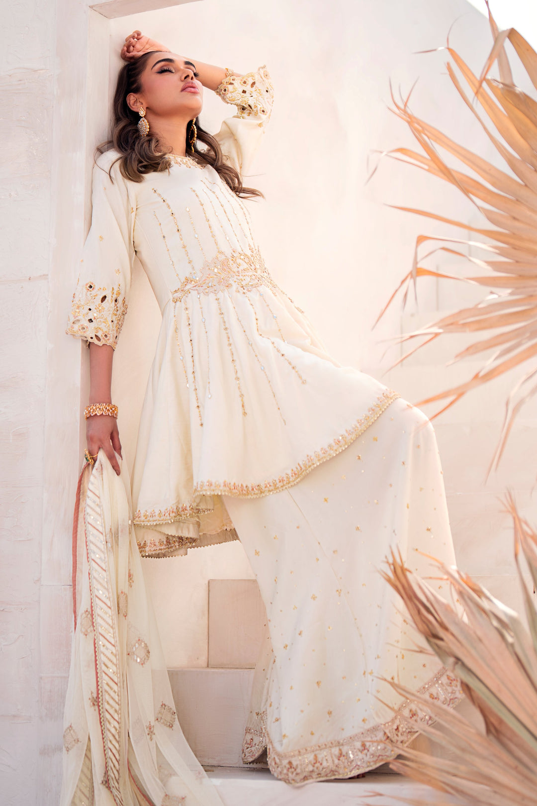 Pakistani Wedding Dress Embroidered Gharara Frock