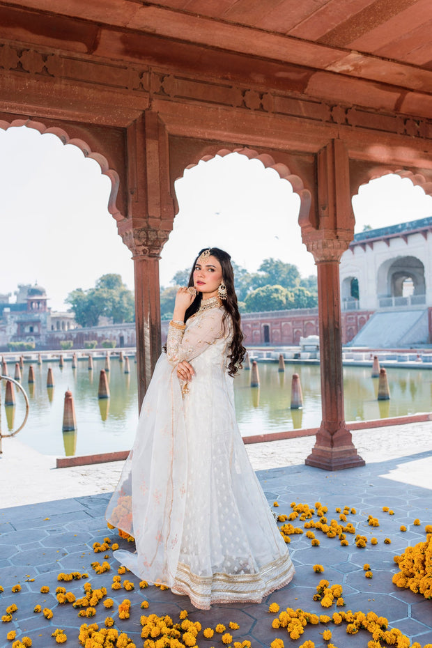 Pakistani Wedding Dress in Angrakha Frock Trouser Style Online