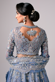 Pakistani Wedding Dress in Bridal Blue Lehenga Choli Style