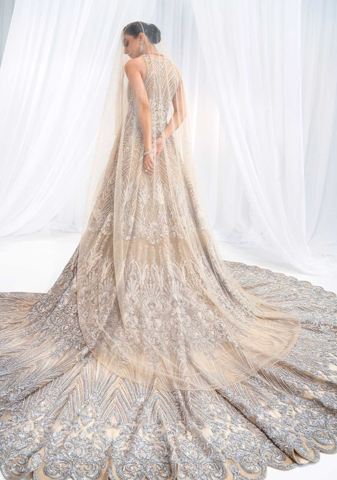 Pakistani Wedding Dress in Bridal Gown Dupatta Style
