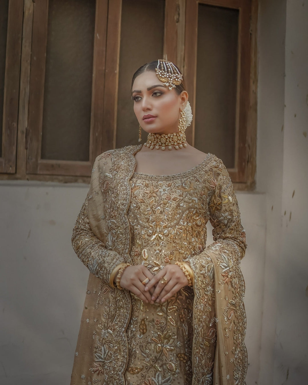 Elegant Pakistani Bridal Dress - Kameez Lehenga Style