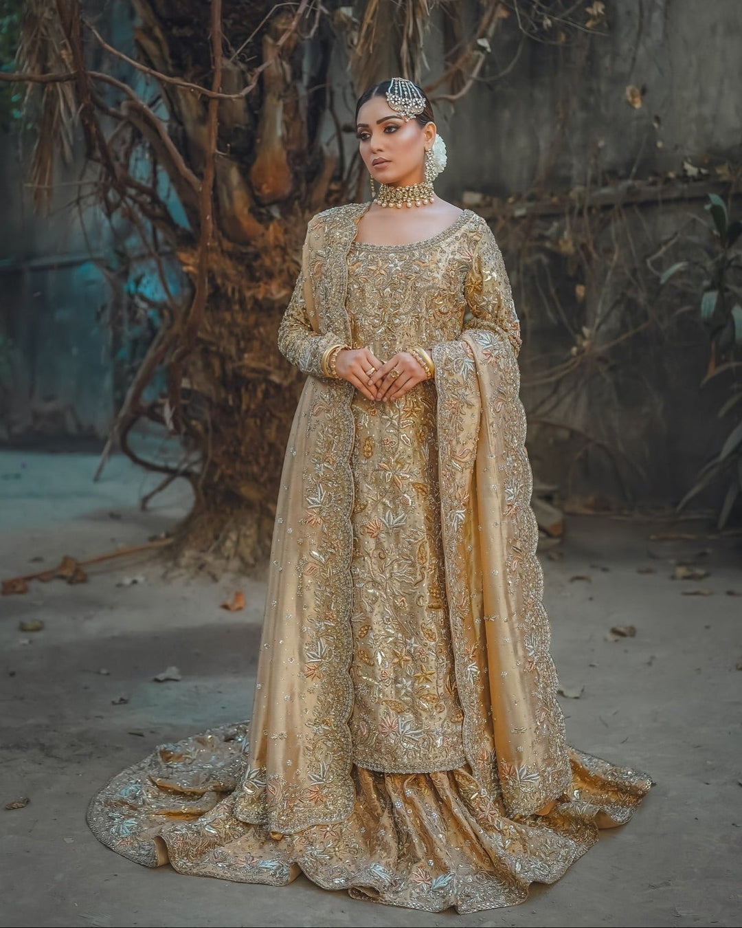 Elegant Pakistani Bridal Dress - Kameez Lehenga Style