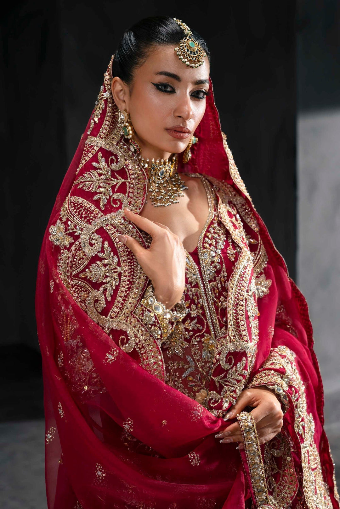 Stunning Pakistani Bridal Lehenga Kameez in Red