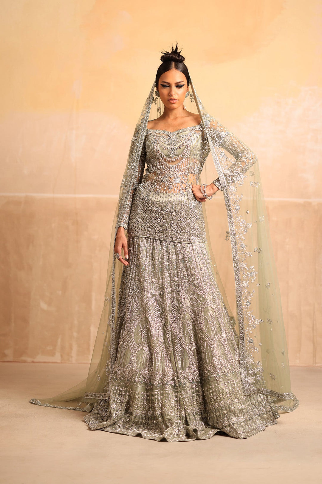 Pakistani Wedding Dress in Bridal Lehenga Shirt Style