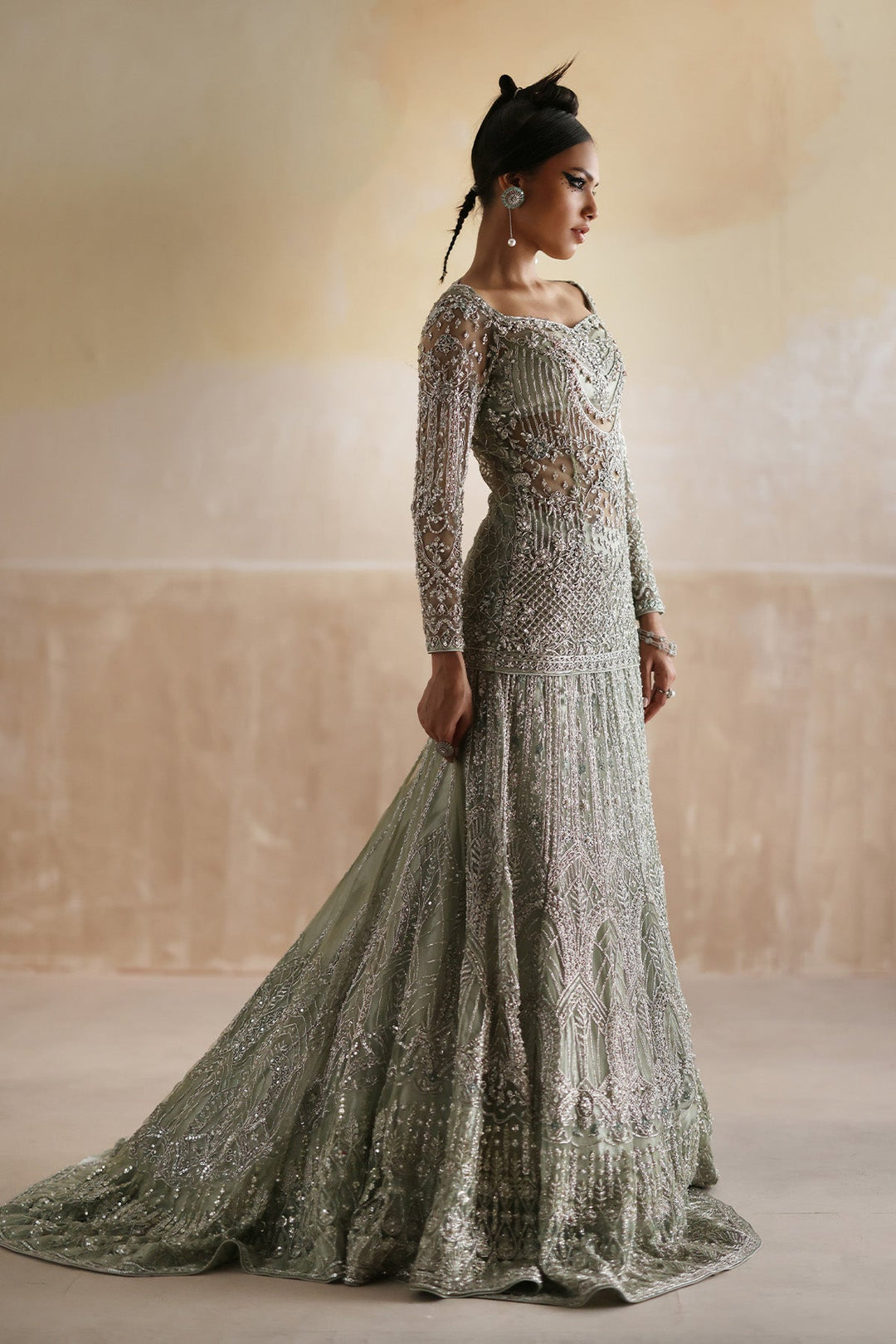 Pakistani Wedding Dress in Bridal Lehenga Shirt Style Online
