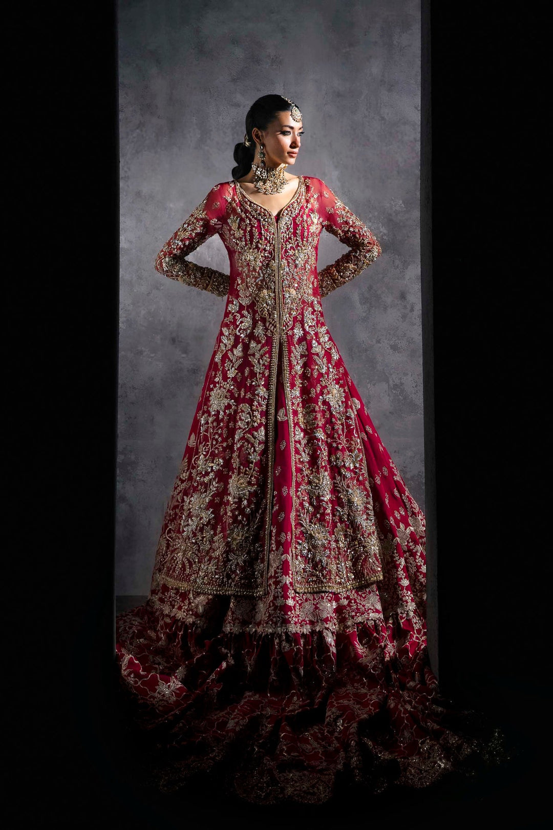 Pakistani Bridal Lehenga Kameez - Red Elegance