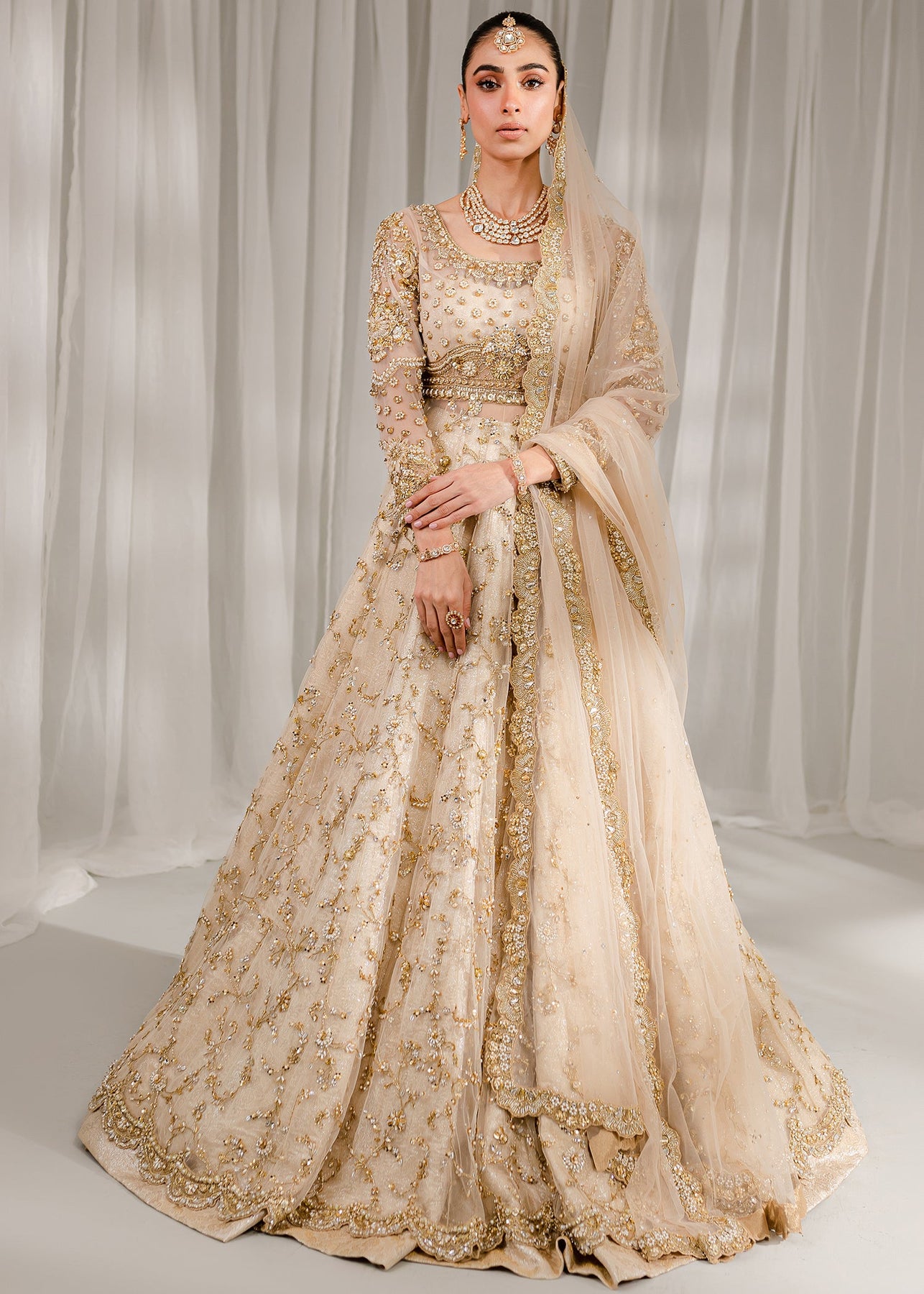 Pakistani Wedding Dress in Bridal Pishwas Frock Style – Nameera by Farooq