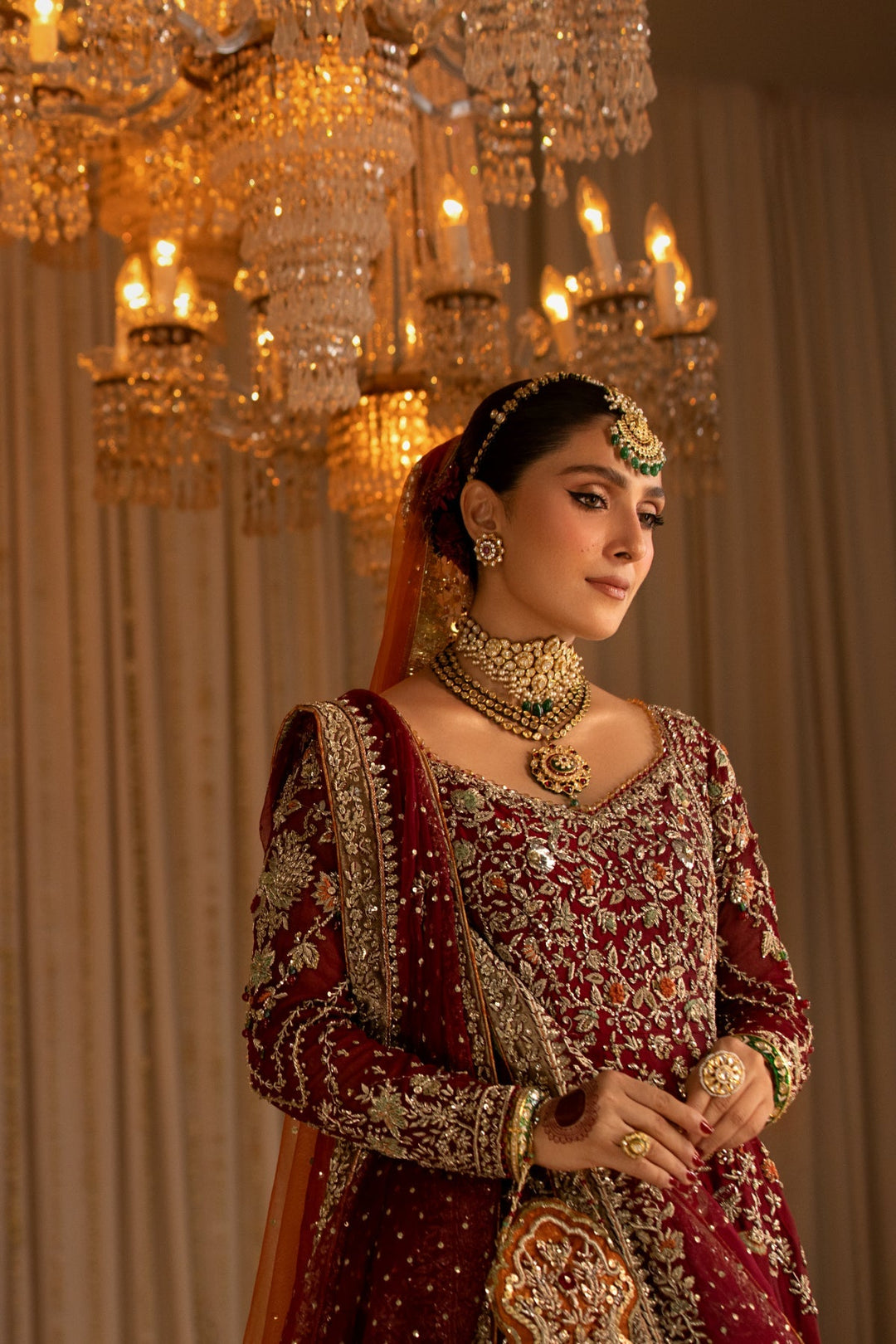 Stunning Pakistani Bridal Pishwas Lehenga in Red
