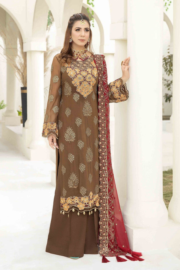 Pakistani Wedding Dress in Chiffon Kameez Trouser Style