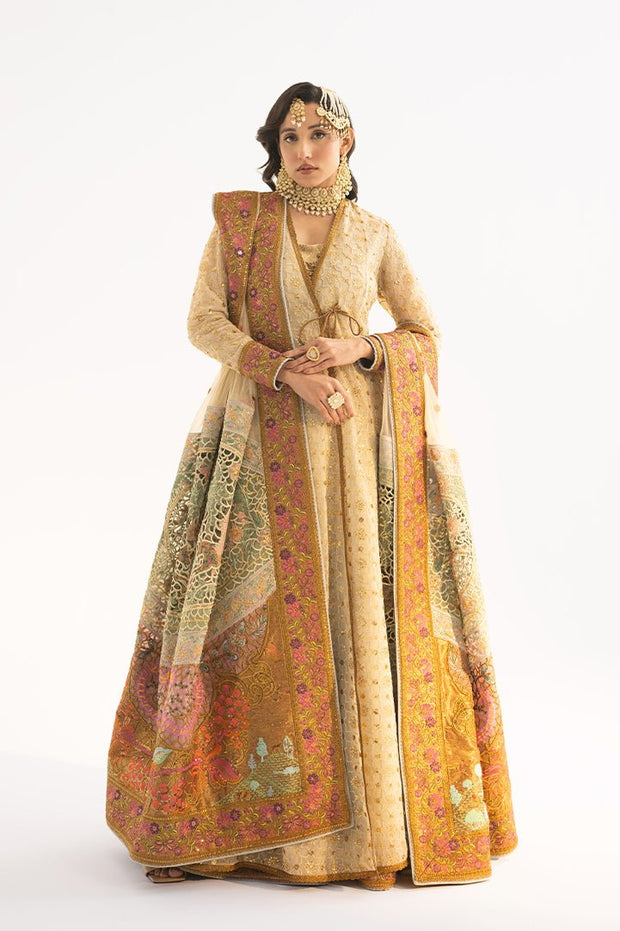Pakistani Wedding Dress in Ivory Angrakha Frock Style
