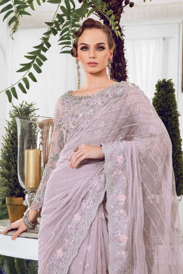 Pakistani Wedding Dress in Luxurious Net Saree style Nameera by Farooq