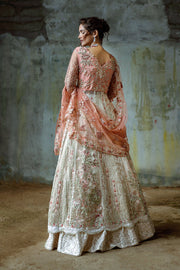 Pakistani Wedding Dress in Net Pishwas Frock and Lehenga Style