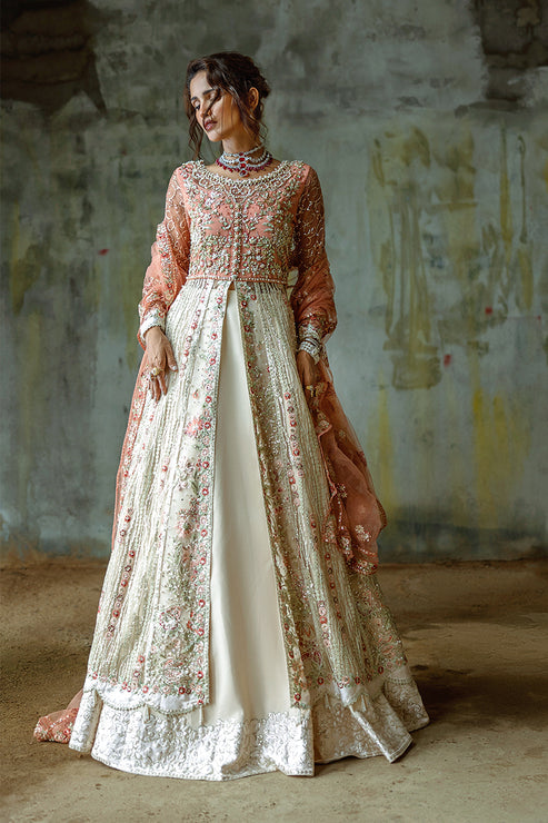 Pakistani Wedding Dress in Net Pishwas Lehenga Style Online