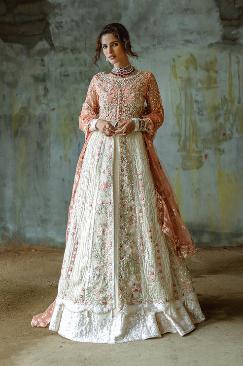 Pakistani Wedding Dress in Net Pishwas Lehenga Style