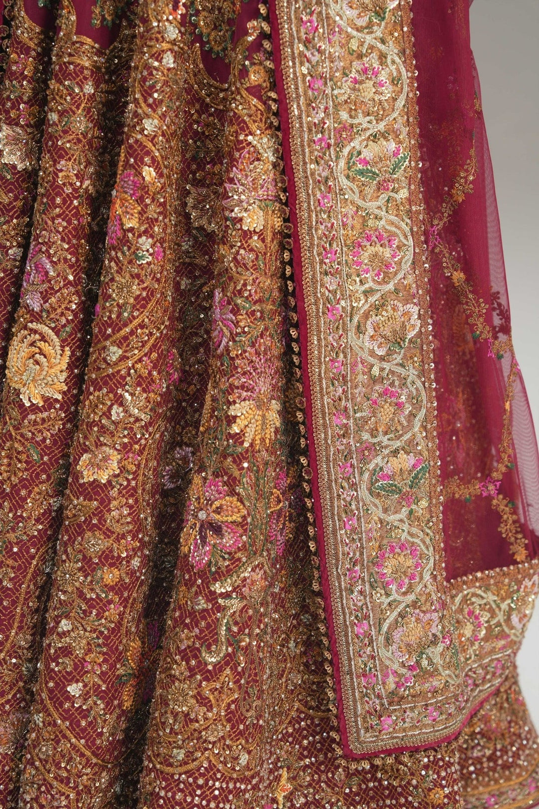 Elegant Red Net Pakistani Bridal Lehenga for Weddings