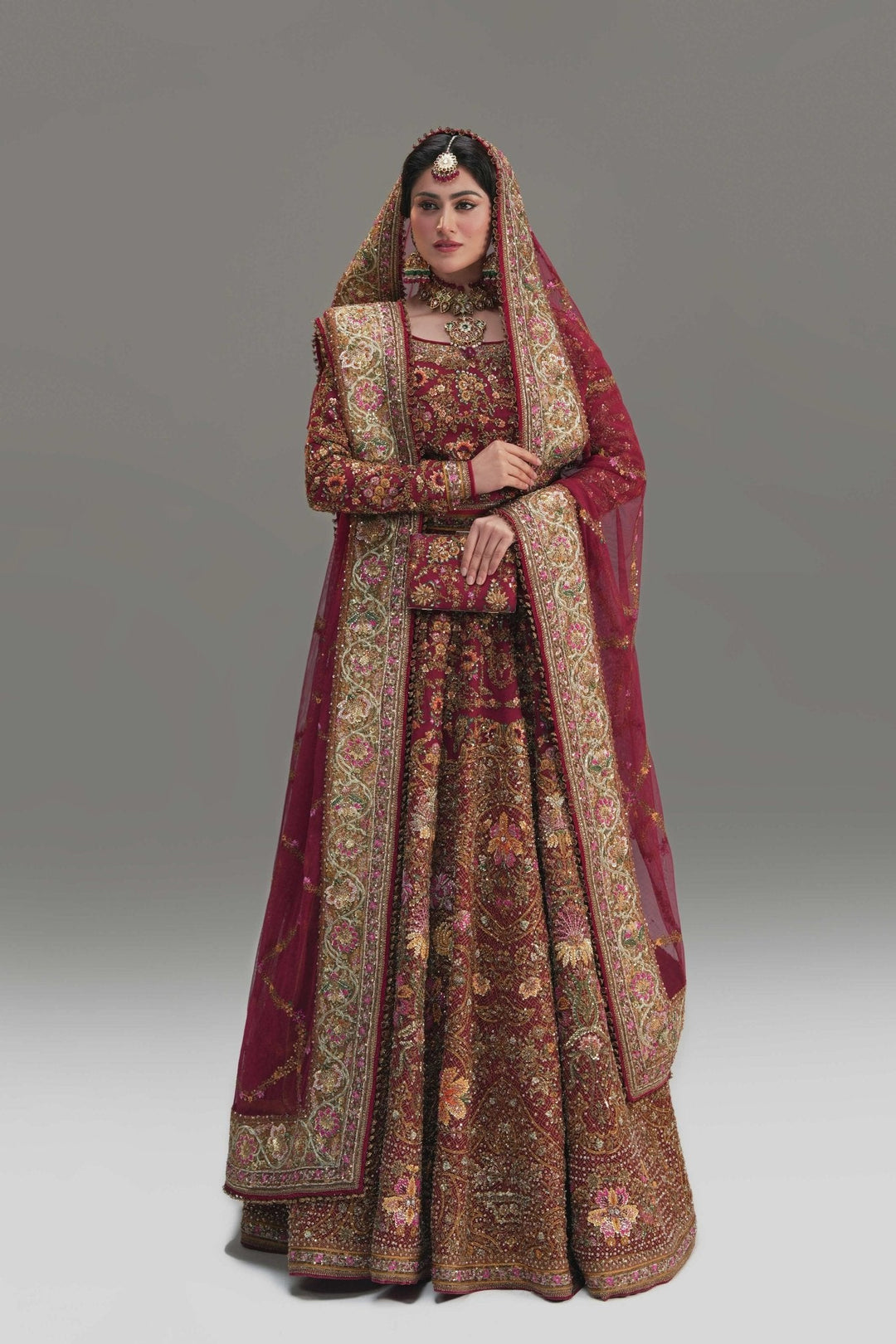 Elegant Red Net Pakistani Bridal Lehenga for Weddings