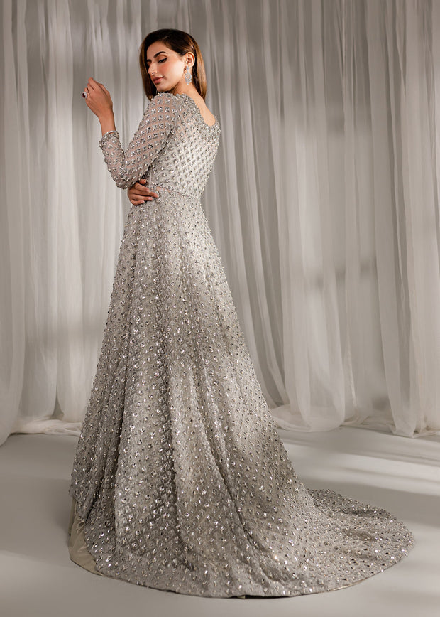 Pakistani Wedding Dress in Open Gown Lehenga Style