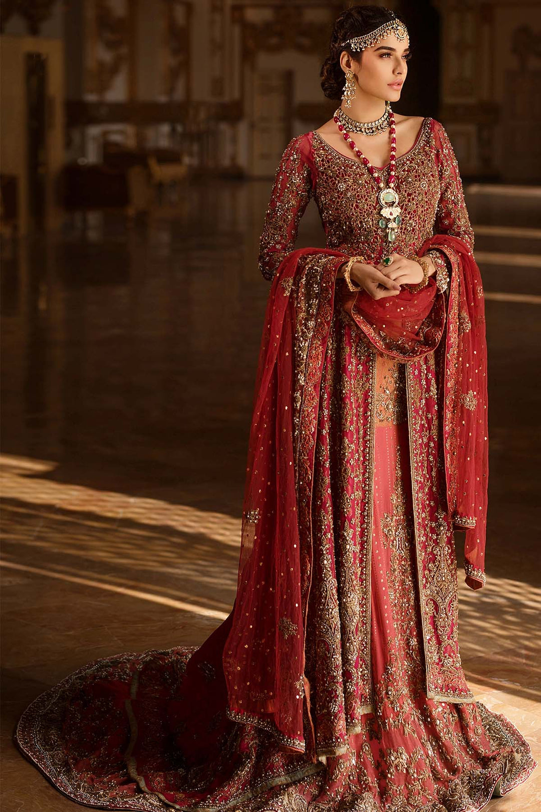 Elegant Pakistani Bridal Dress with Lehenga Style