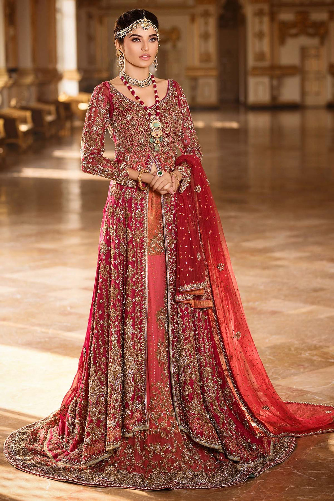 Elegant Pakistani Bridal Dress with Lehenga Style