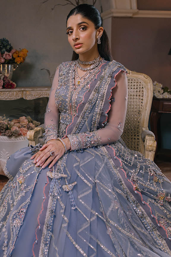 Pakistani Wedding Dress in Open Gown and Trouser Style Online
