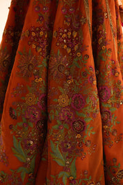 Pakistani Wedding Dress in Orange Lehenga Choli Style