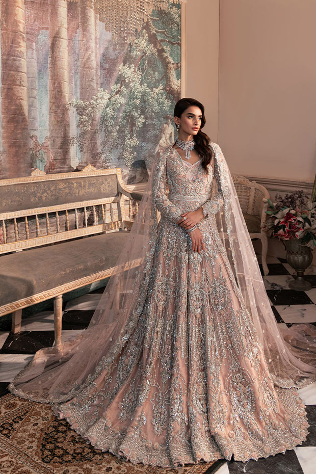 Pakistani Wedding Dress in Pink Bridal Gown Veil Style – Nameera by Farooq