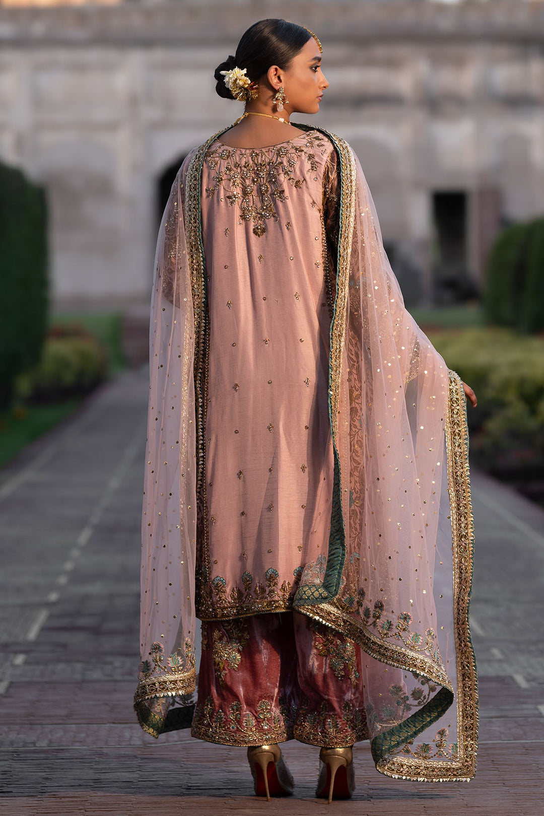 Pakistani Wedding Dress in Pink Kameez Trouser Style