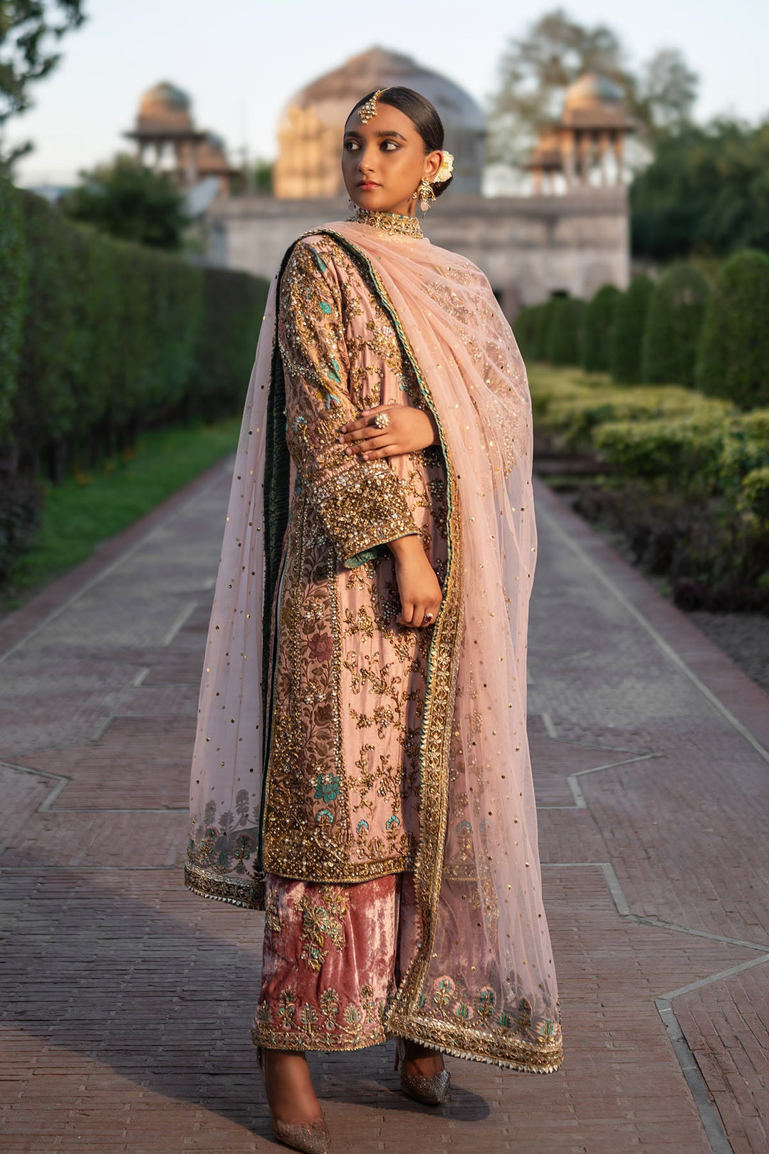 Pakistani Wedding Dress in Pink Kameez Trouser Style Online