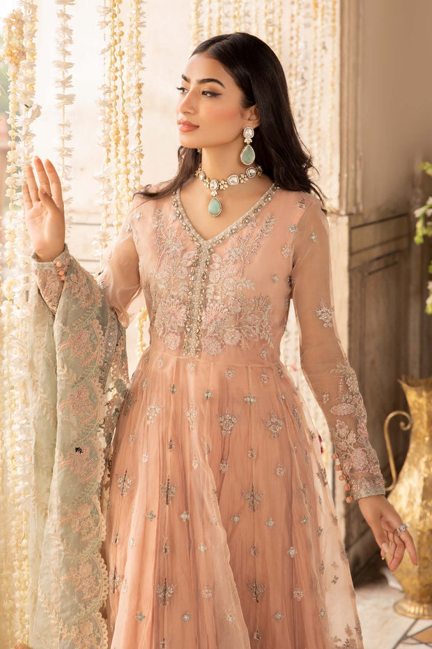 Pakistani Wedding Dress in Pink Lehenga and Frock Style