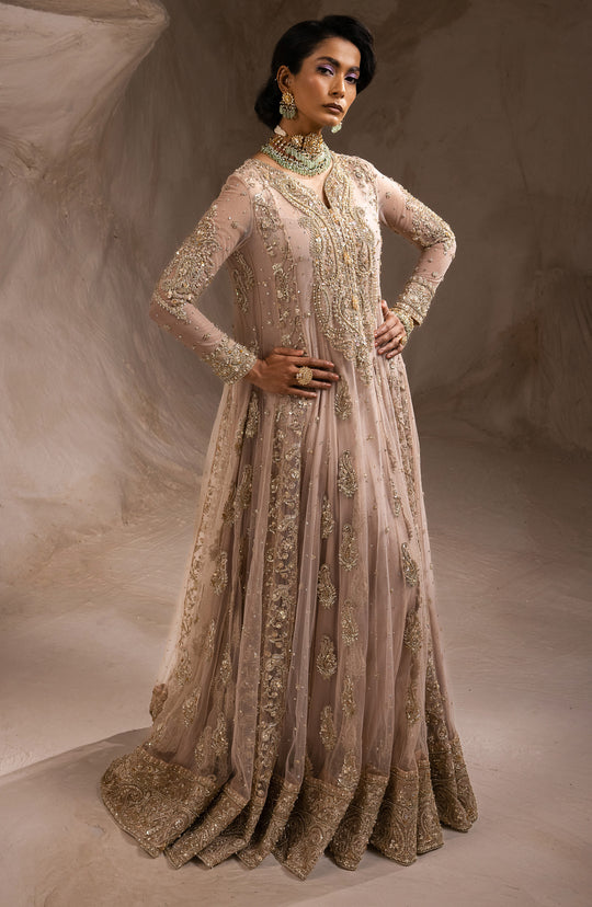 Pakistani Wedding Dress in Pink Pishwas Frock Style