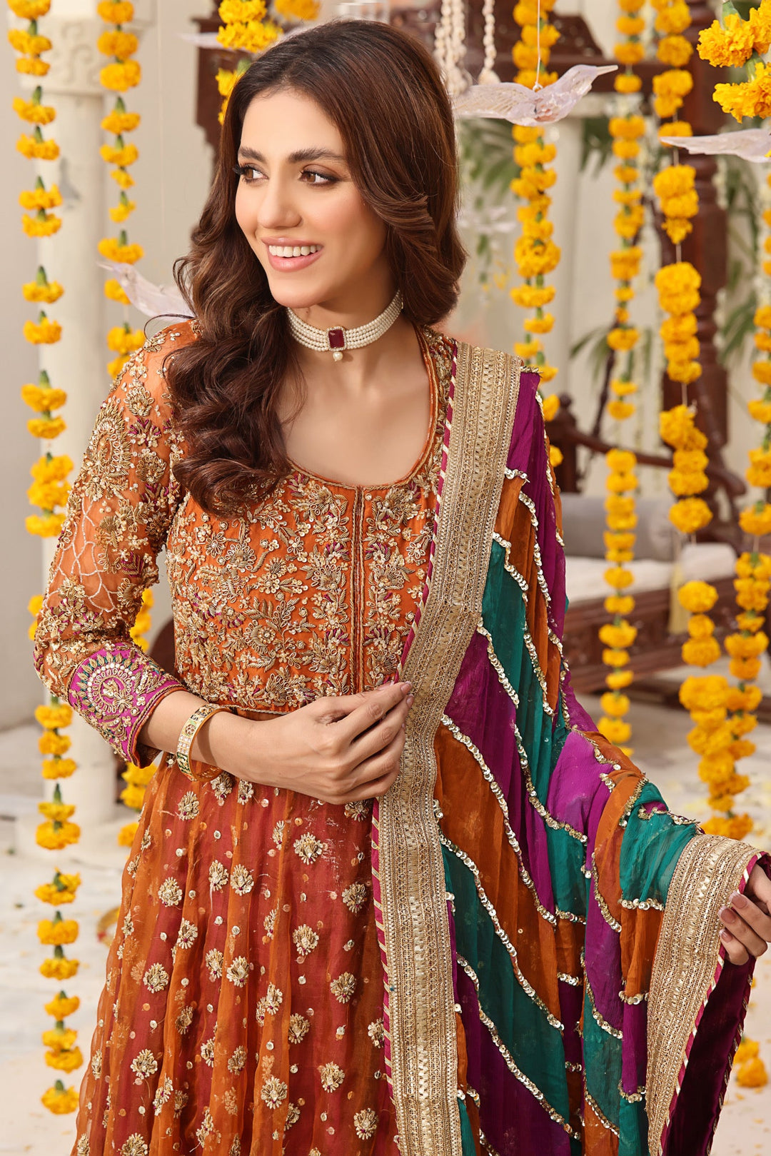 Pakistani Wedding Dress in Pishwas Lehenga Style