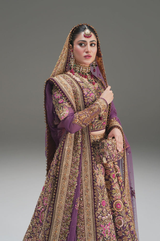 Pakistani Wedding Dress in Purple Lehenga Choli Style Online