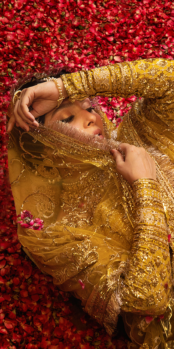Pakistani Wedding Dress in Raw Silk Lehenga Choli Style