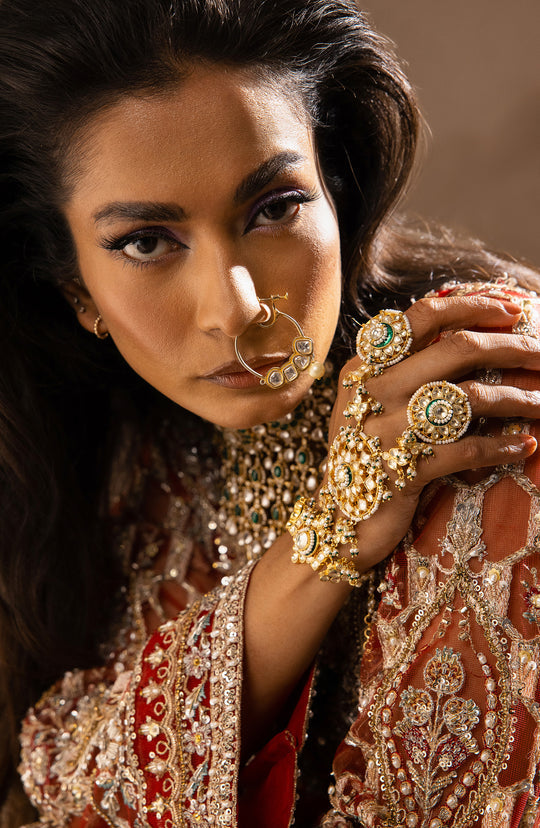 Pakistani Wedding Dress in Red Kameez Sharara Dupatta Style