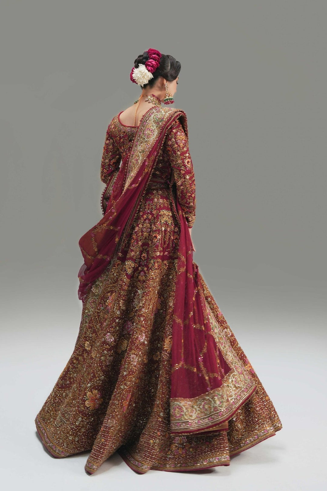 Elegant Red Net Pakistani Bridal Lehenga for Weddings