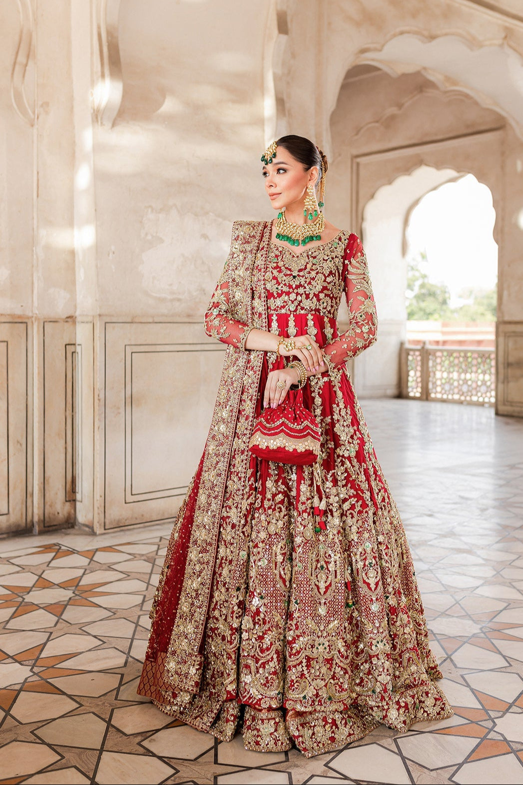 Luxury Red Pakistani Bridal Lehenga for Weddings