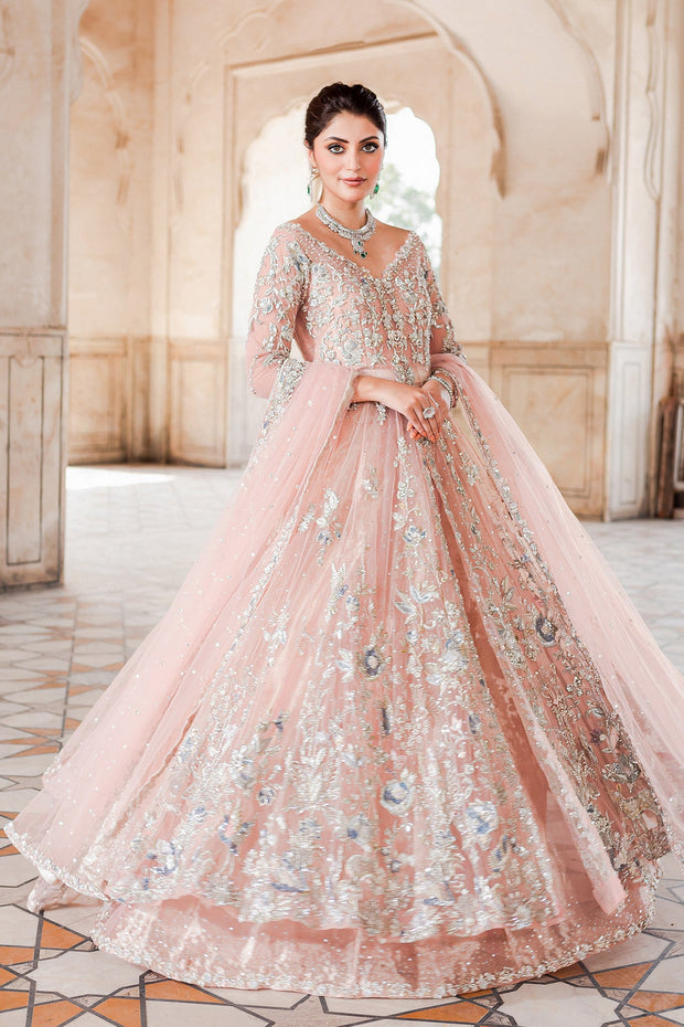Pakistani Wedding Dress in Soft Pink Gown Lehenga Style
